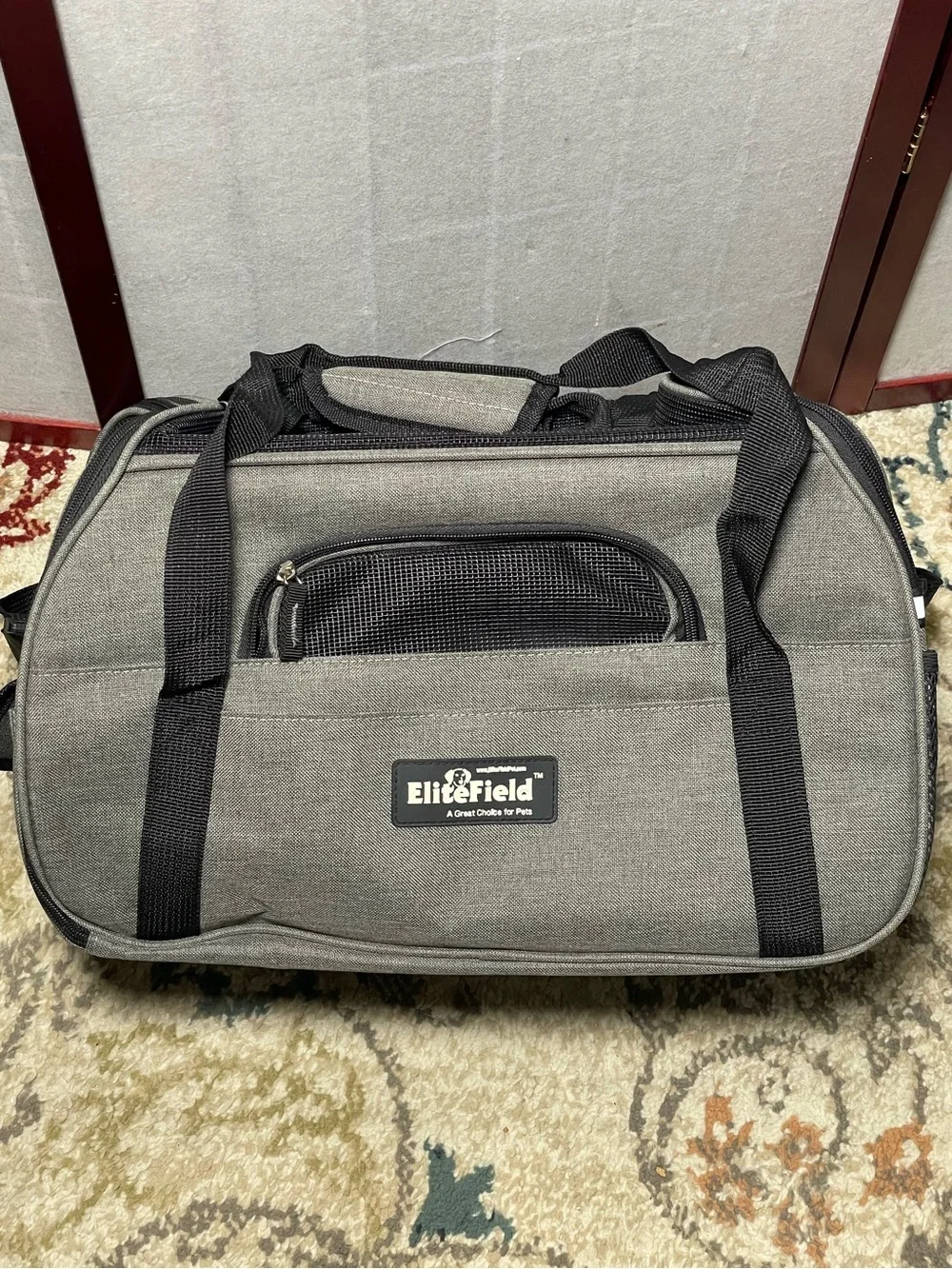 EliteField Gray & Black Soft Fabric Pet Carrier for Cats & Small Dogs